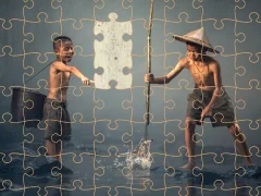 لعبة Children Fishing Teamwork Jigsaw على الانترنت