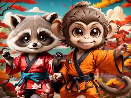 لعبة Kung-Fu Little Animals على الانترنت