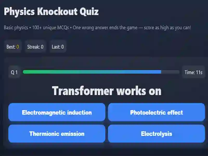لعبة Physics knowledge quiz على الانترنت