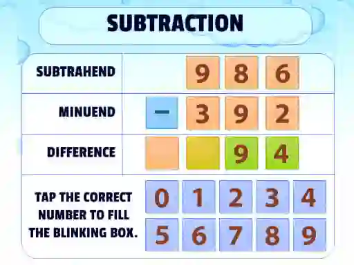لعبة Subtraction Practice على الانترنت