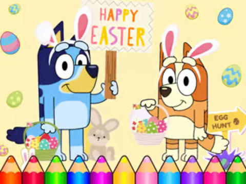 لعبة Bluey Happy Easter :ﻦﻳﻮﻠﺘﻟﺍ ﺏﺎﺘﻛ  على الانترنت