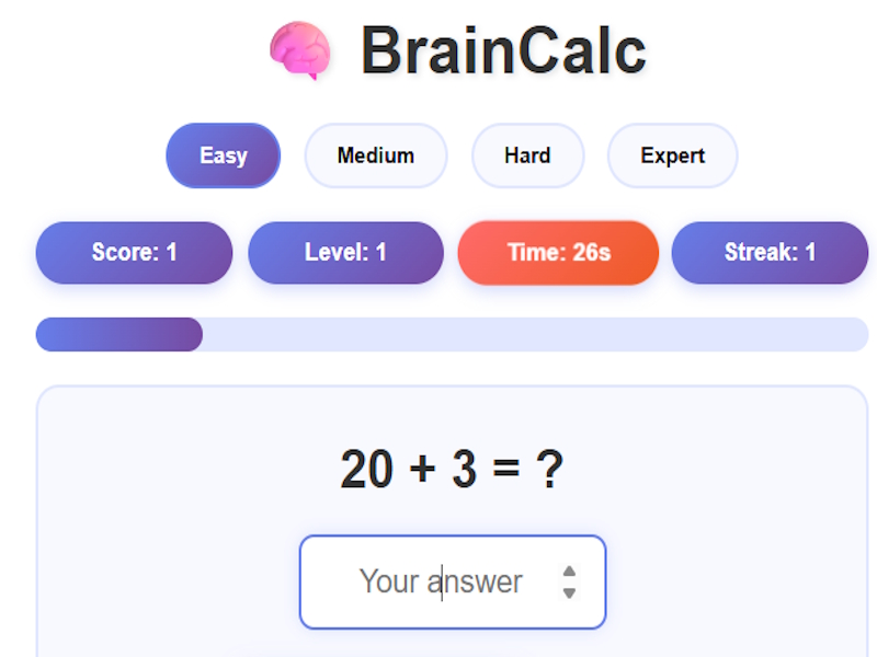 لعبة Braincalc على الانترنت